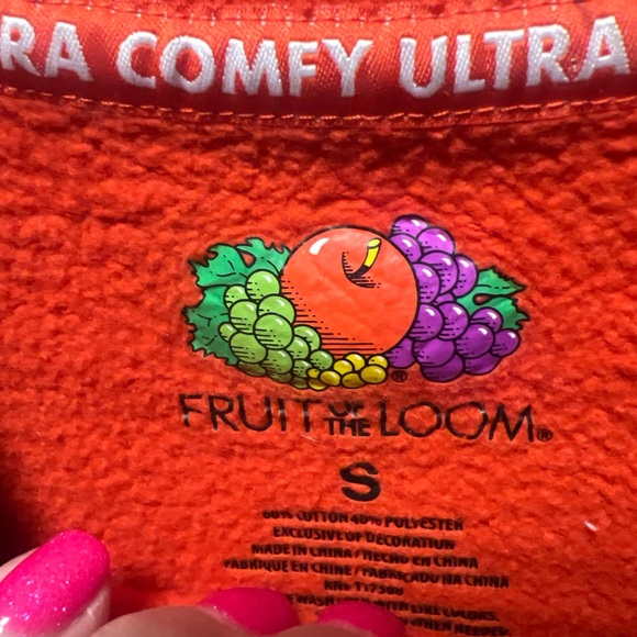 Fruit of the Loom Ultra Cozy Orange Cropped Sweatshirt Logo Women’s Small - Picture 5 of 7